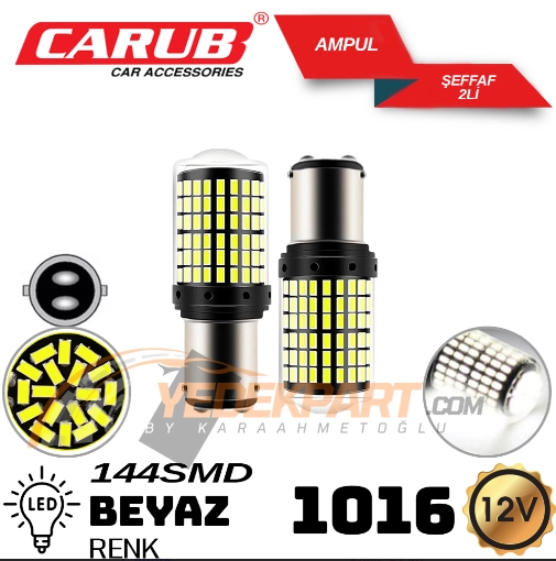 CARUB Ampul 12V 1016 144 Led Şeffaf Beyaz